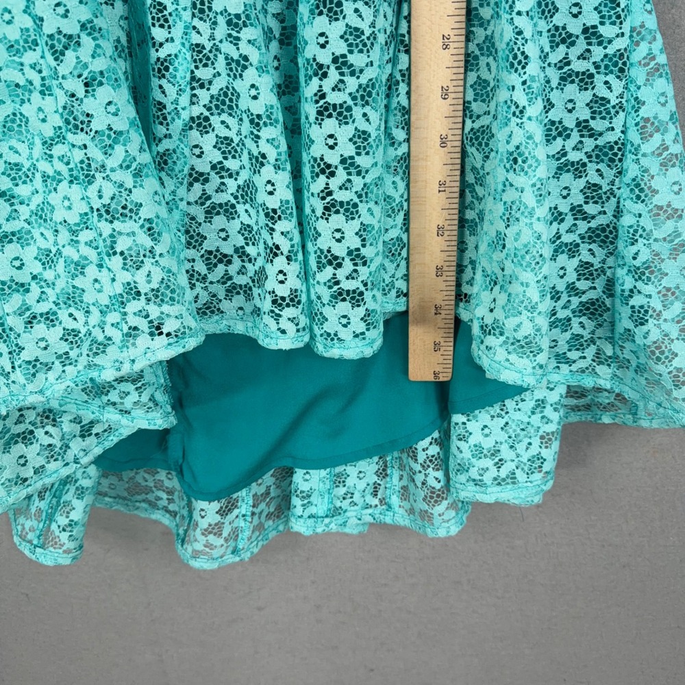 Betsey Johnson Halter Dress Womens 4 Teal Floral Lace Ombre High Low Party Prom - Picture 10 of 11